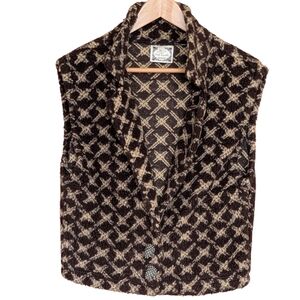 Sweet Pea Simply Irresistible Brown Patterned Fleece Vest M Cabin Outdoor Cozy